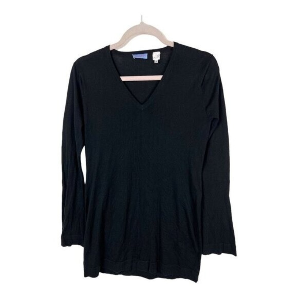 ACROBAT Black V Neck Long Sleeve‎ Silk Cotton Blend Top Womens Medium luxury